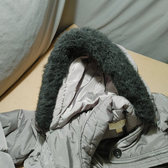 Michael Kors Puffer Coat Size Large Gray Womens Hooded Grey Polyester - Picture 15 of 16